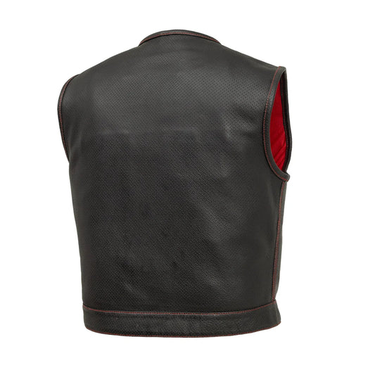 Lowside Men's Perforated Motorcycle Leather Vest Men's Perforated Leather Vest Vests