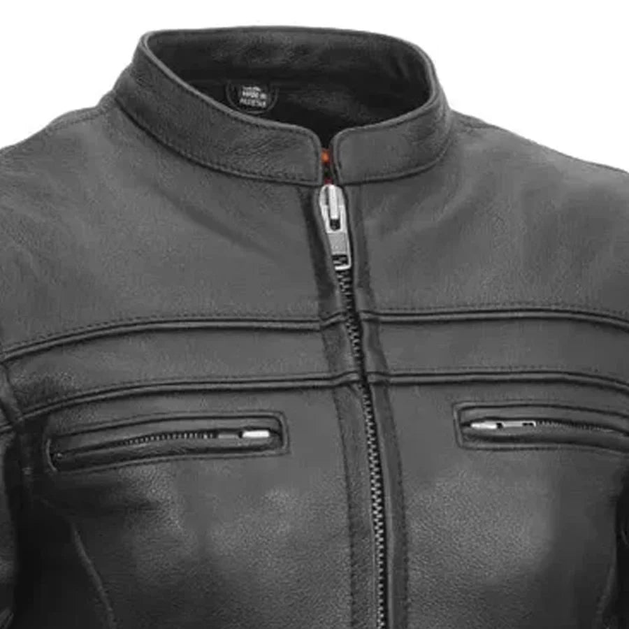 Maiden - Women's Motorcycle Leather Jacket Women's Leather Jacket First Manufacturing Company
