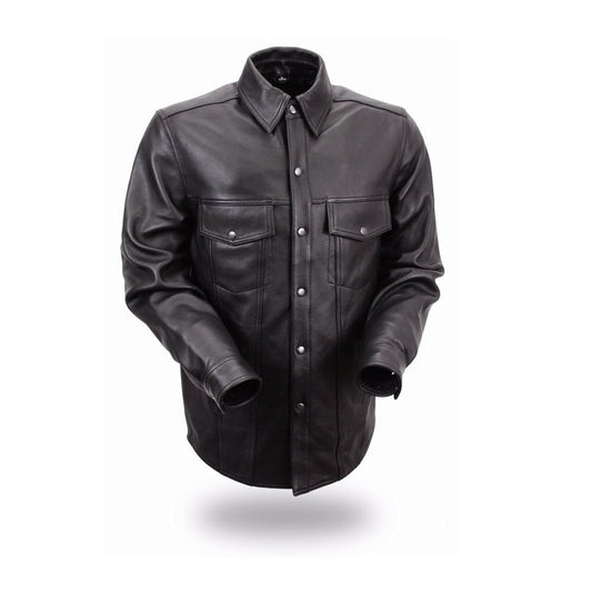 Milestone - Men's Leather Motorcycle Shirt Men's Shirt First Manufacturing Company Black S