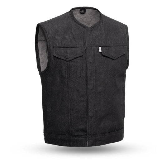 Murdock - Men's Motorcycle Denim Vest Men's Denim Vest Vests Black (Charcoal Grey) XS
