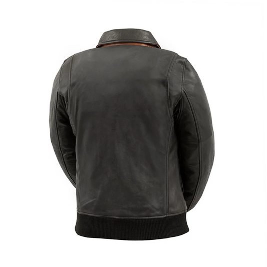 Nancy - Women's Moto Bomber Leather Jacket Women's Bomber Jacket First Manufacturing Company