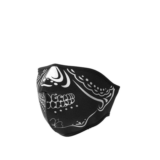 Neoprene Half Face Inverse Skull Riding Mask Face Mask Accessories White Black