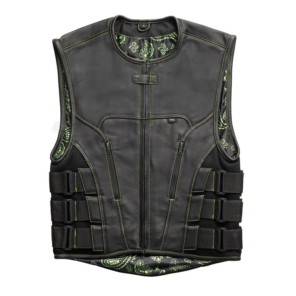Ninja - Men's Swat Style Leather Motorcycle Vest - Limited Edition Factory Customs First Manufacturing Company S