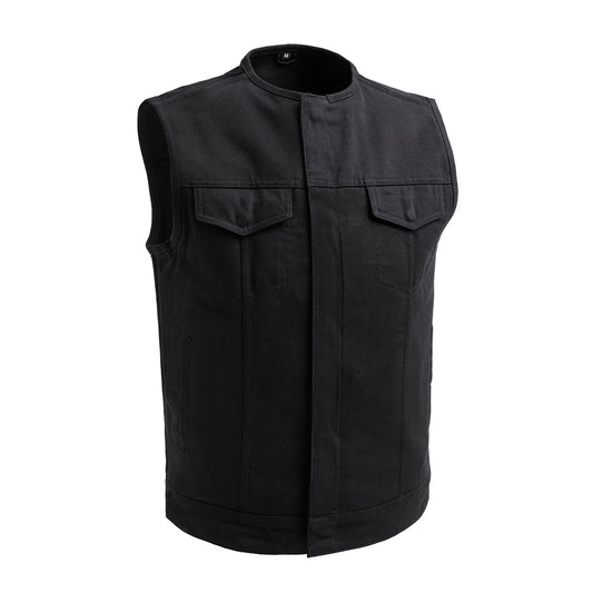 No Limit - Men's Motorcycle Twill Vest Men's Twill Vest Vests Black S