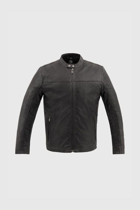 Oliver Men's Vegan Faux/Perforated Leather Jacket Men's Vegan Faux Leather jacket FMCo Black S