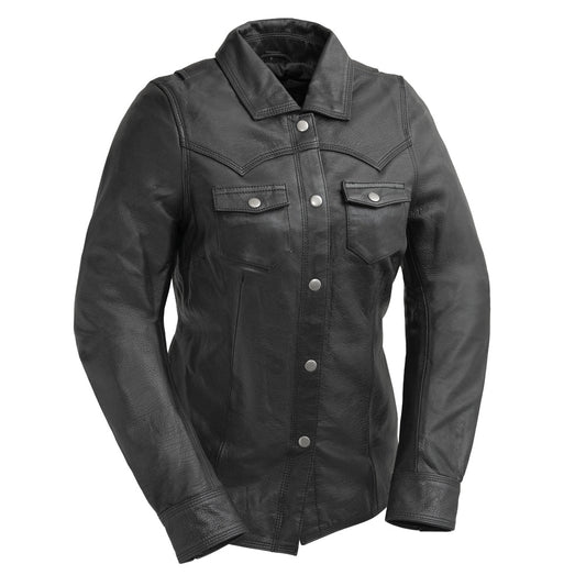 Onyx Women's Leather Motorcycle Shirt Women's Shirt First Manufacturing Company Black XS