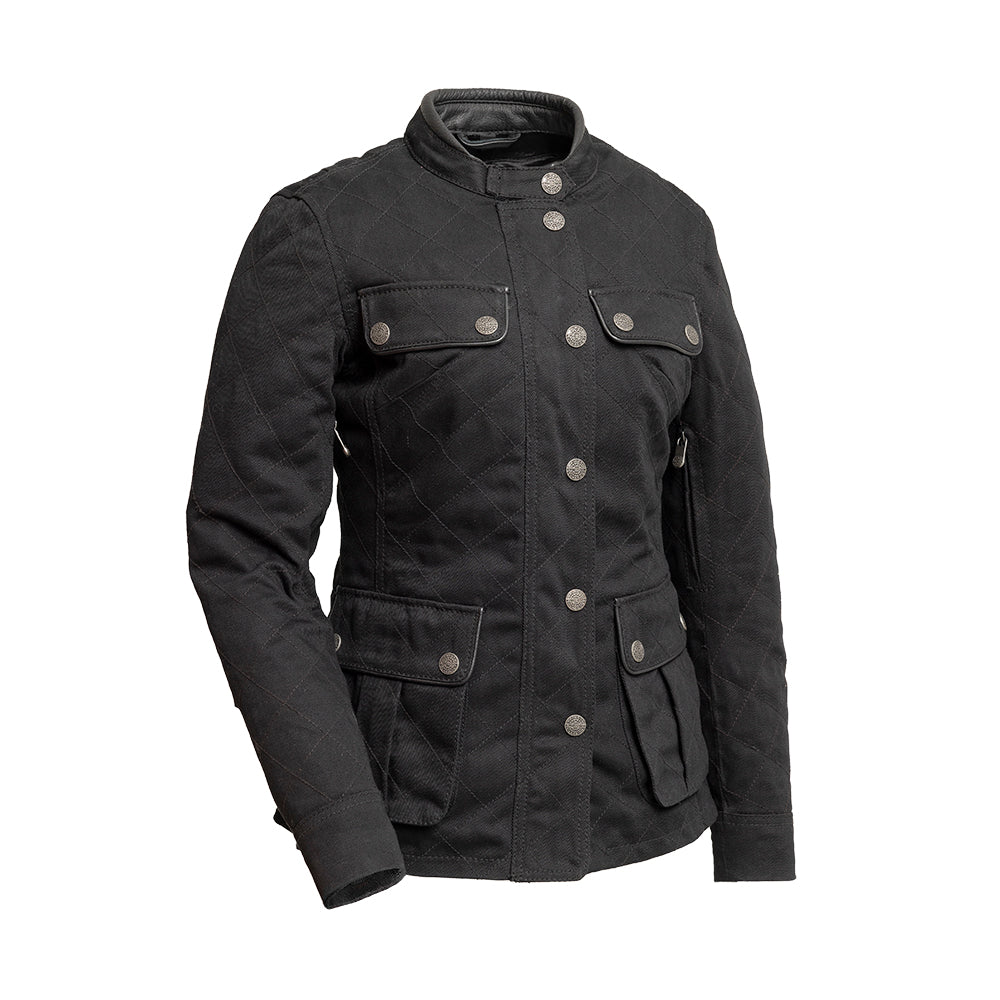 Outcast - Women's Twill Motorcycle Jacket Women's Leather Jacket First Manufacturing Company Black XS