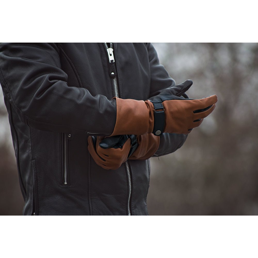 Phenom Men's Motorcycle Leather Gauntlet Whiskey Men's Gauntlet First Manufacturing Company
