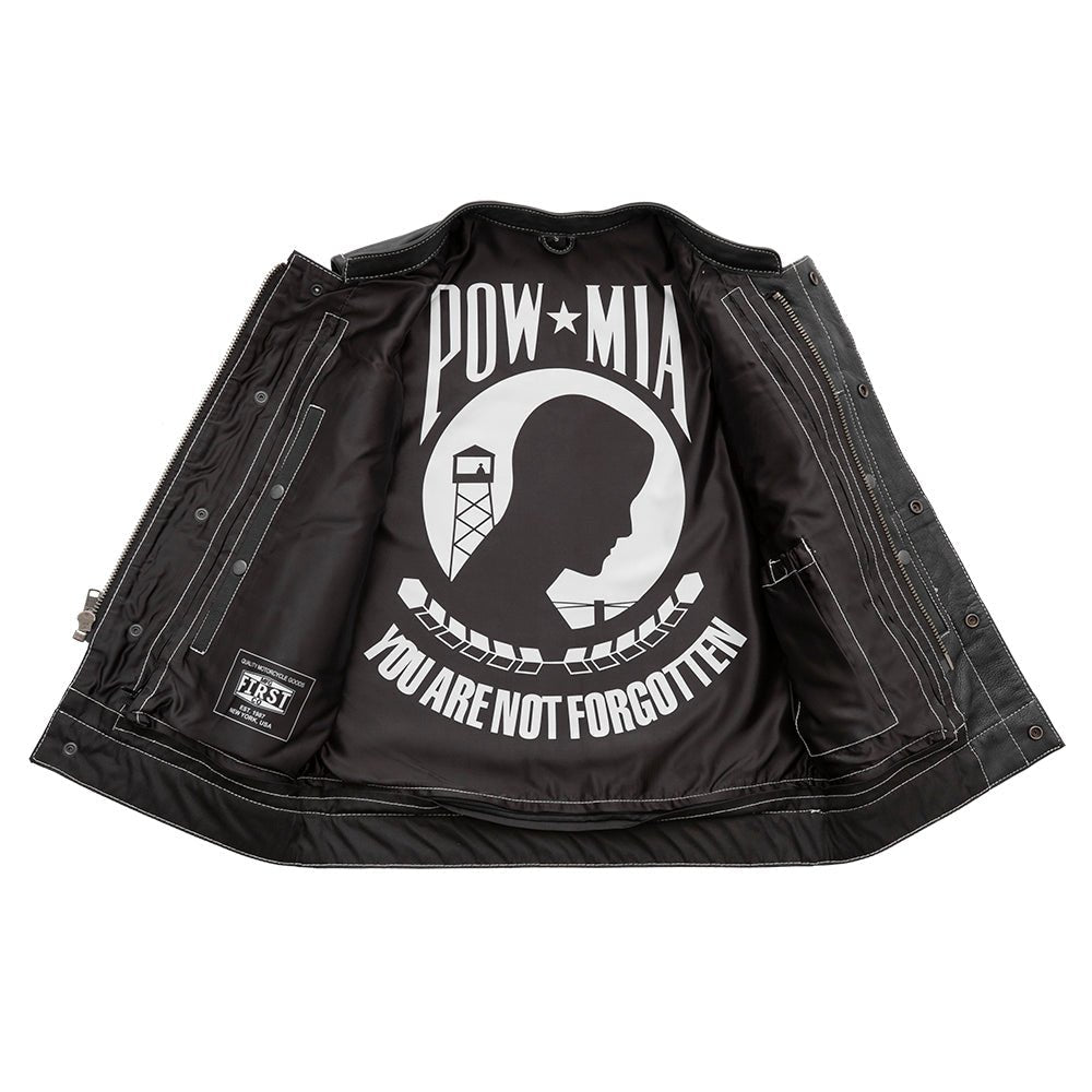 POW - Men's Leather Motorcycle Vest - Limited Edition Factory Customs First Manufacturing Company