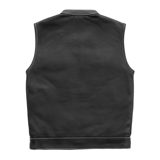 POW - Men's Leather Motorcycle Vest - Limited Edition Factory Customs First Manufacturing Company