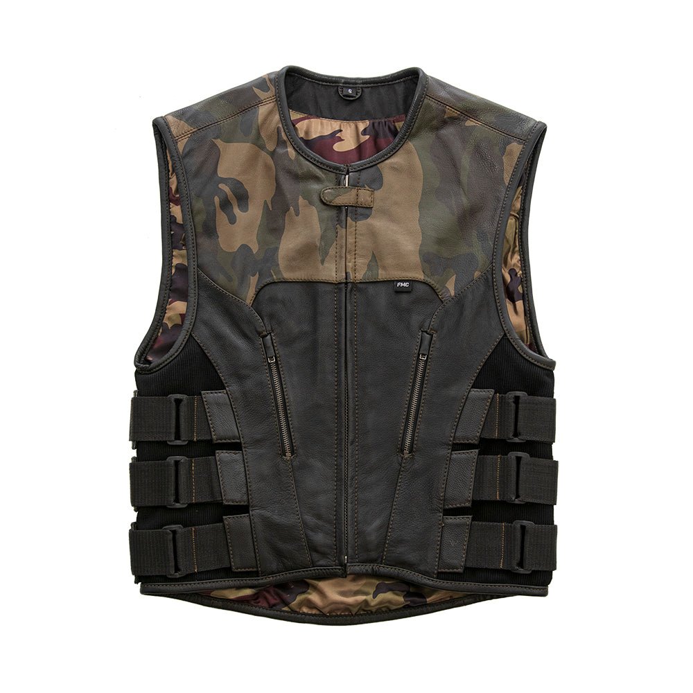 Predator - Men's Swat Style Leather Motorcycle Vest - Limited Edition Factory Customs First Manufacturing Company S
