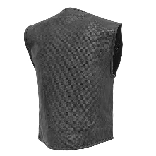 Raceway - Men's Motorcycle Perforated Leather Vest Men's Perforated Leather Vest Vests