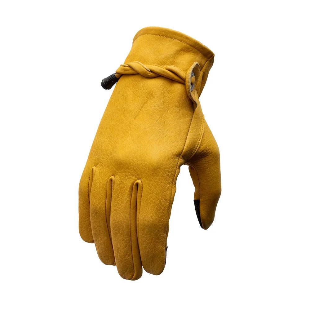 Ranch Men's Motorcycle Leather Gloves Men's Gloves First Manufacturing Company Yellow XS