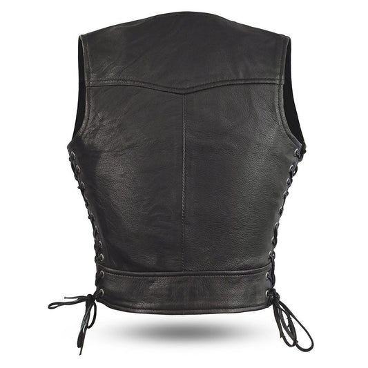 Raven Women's Motorcycle Leather Vest Women's Leather Vest Vests