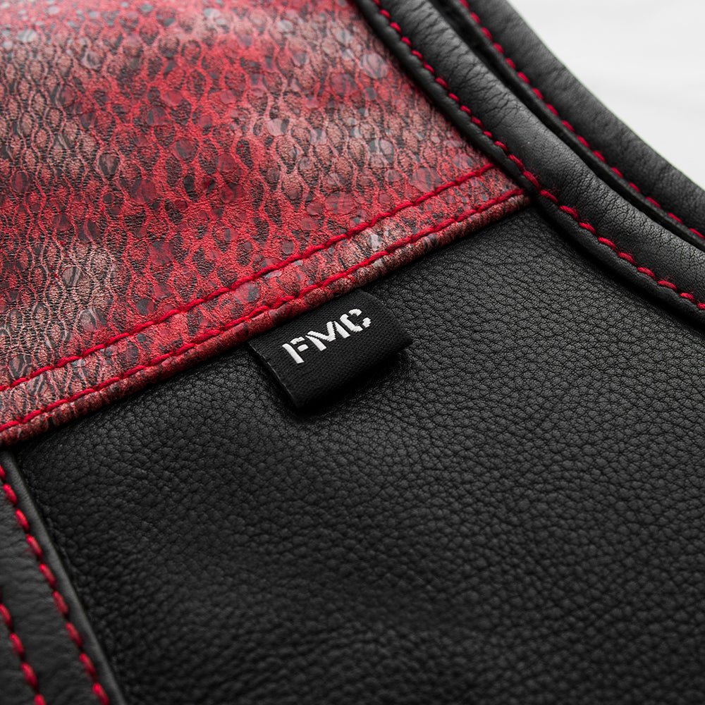 Red Racer - Men's Euro Style Leather Motorcycle Vest - Limited Edition Factory Customs First Manufacturing Company