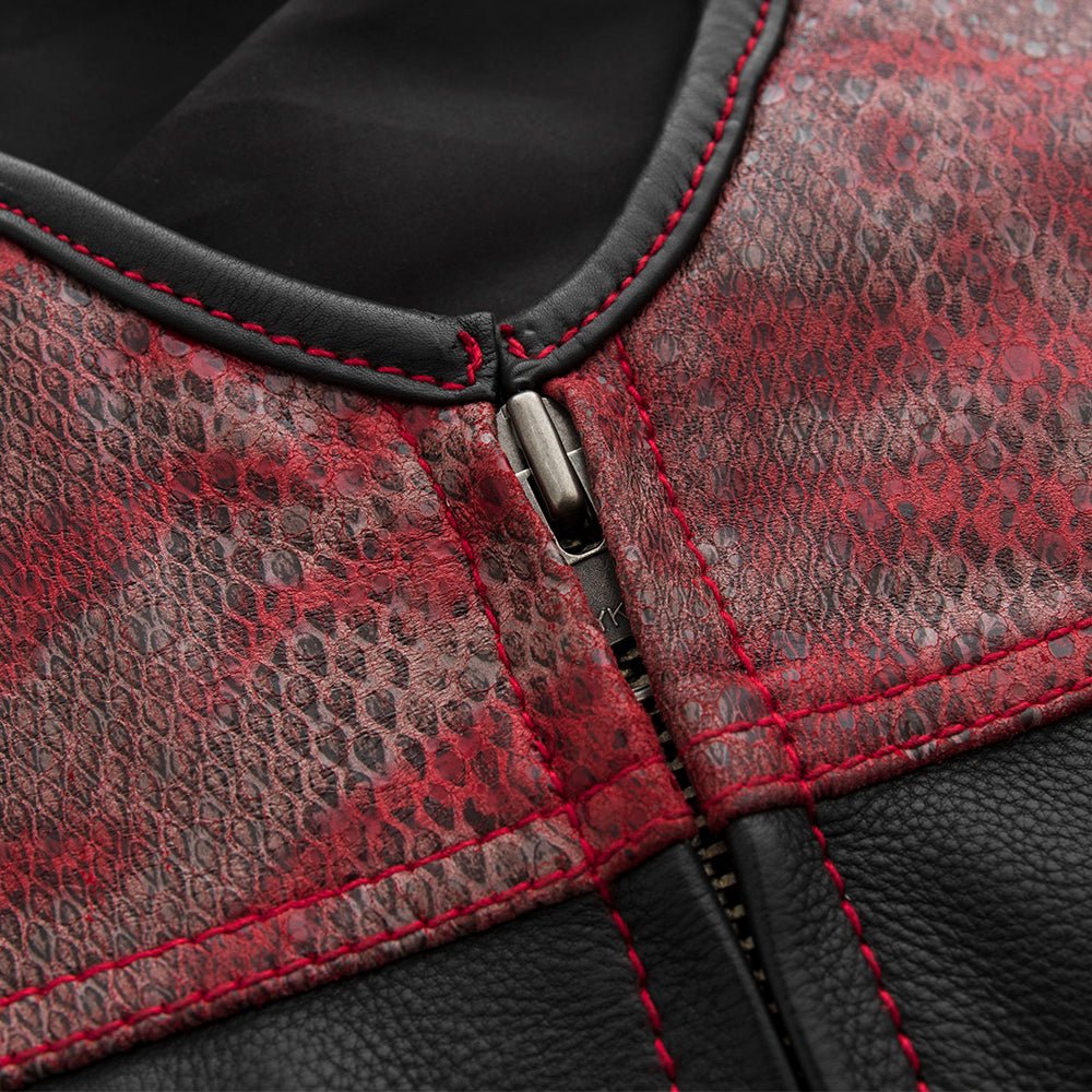 Red Racer - Men's Euro Style Leather Motorcycle Vest - Limited Edition Factory Customs First Manufacturing Company