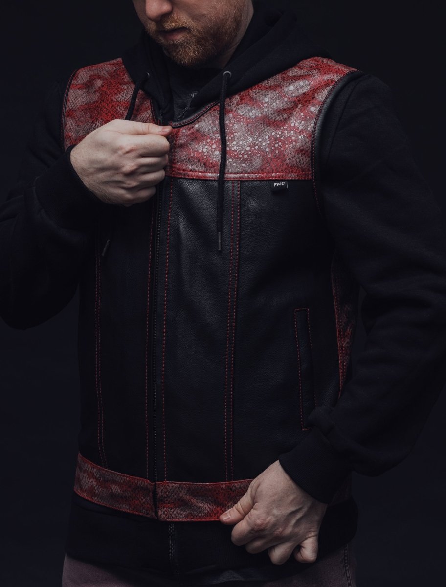 Red Racer - Men's Euro Style Leather Motorcycle Vest - Limited Edition Factory Customs First Manufacturing Company