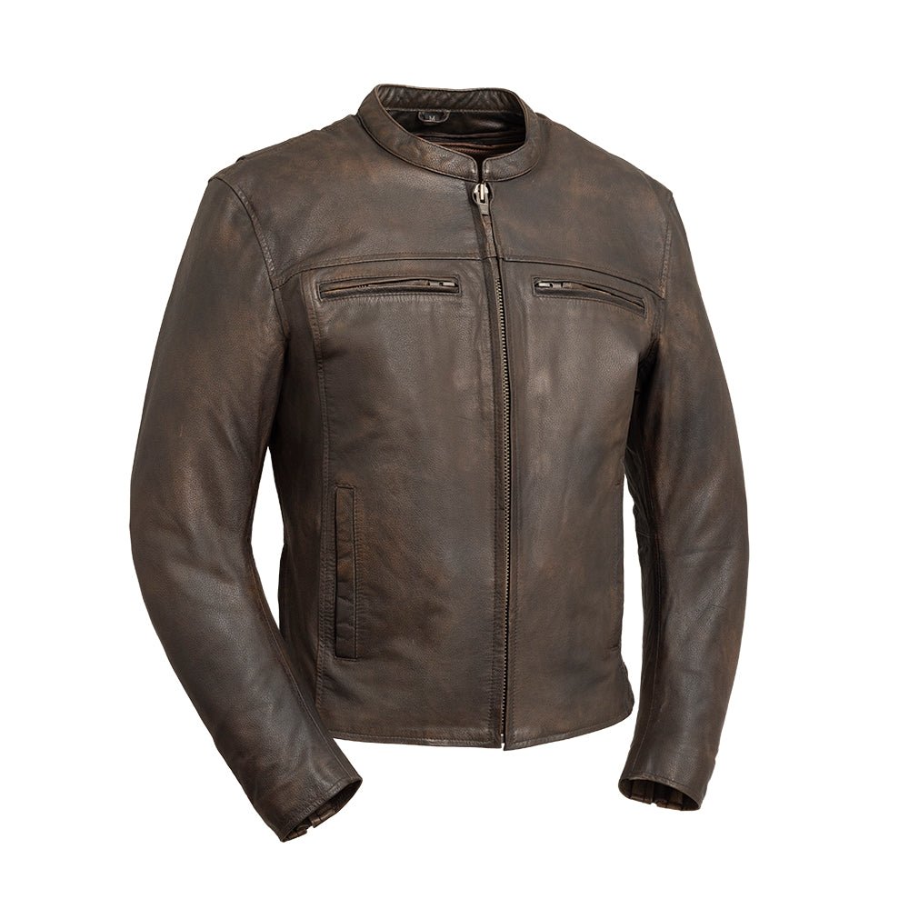 Rocky Men's Motorcycle Leather Jacket Men's Leather Jacket First Manufacturing Company Brown S