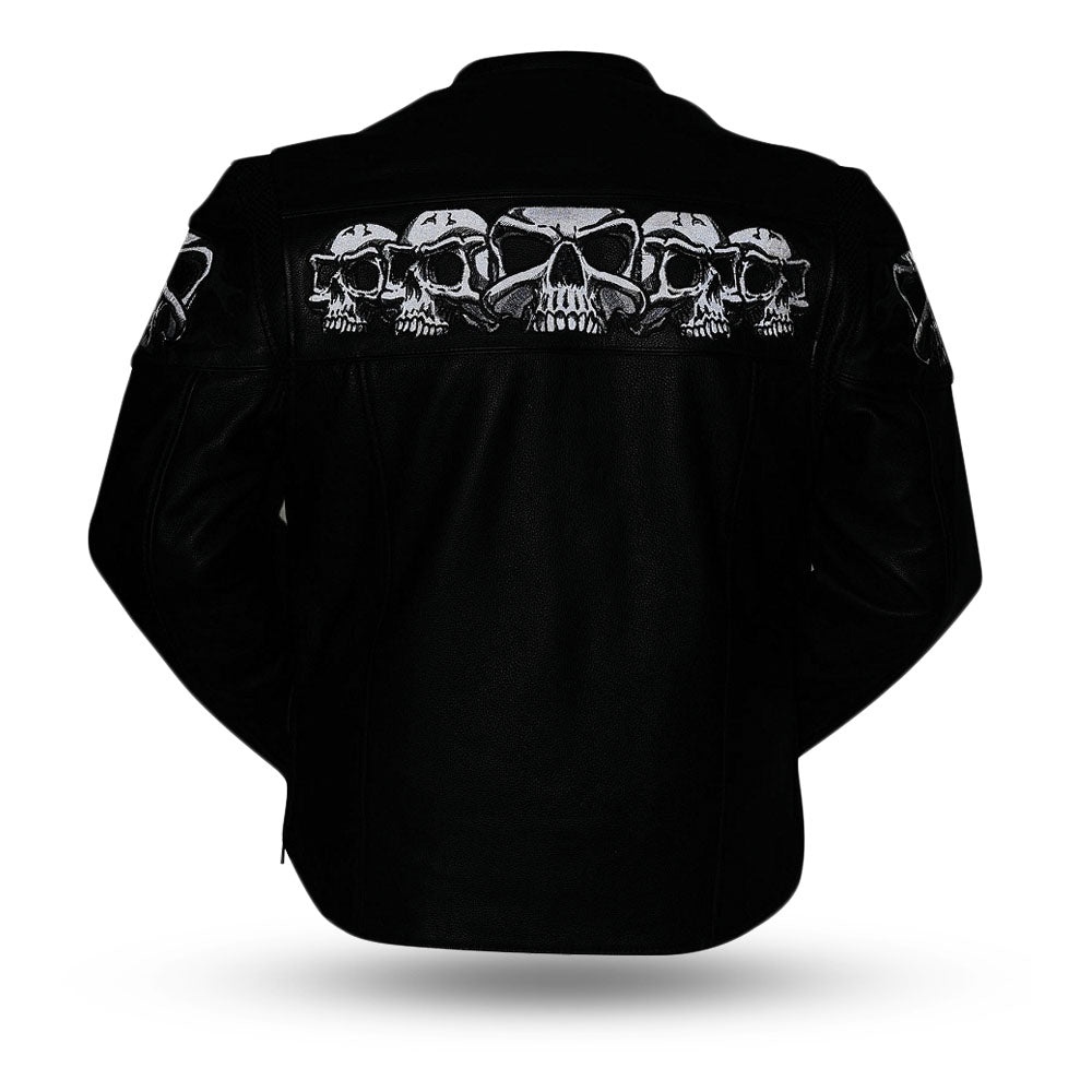 Savage Skulls Men's Motorcycle Leather Jacket Men's Leather Jacket First Manufacturing Company