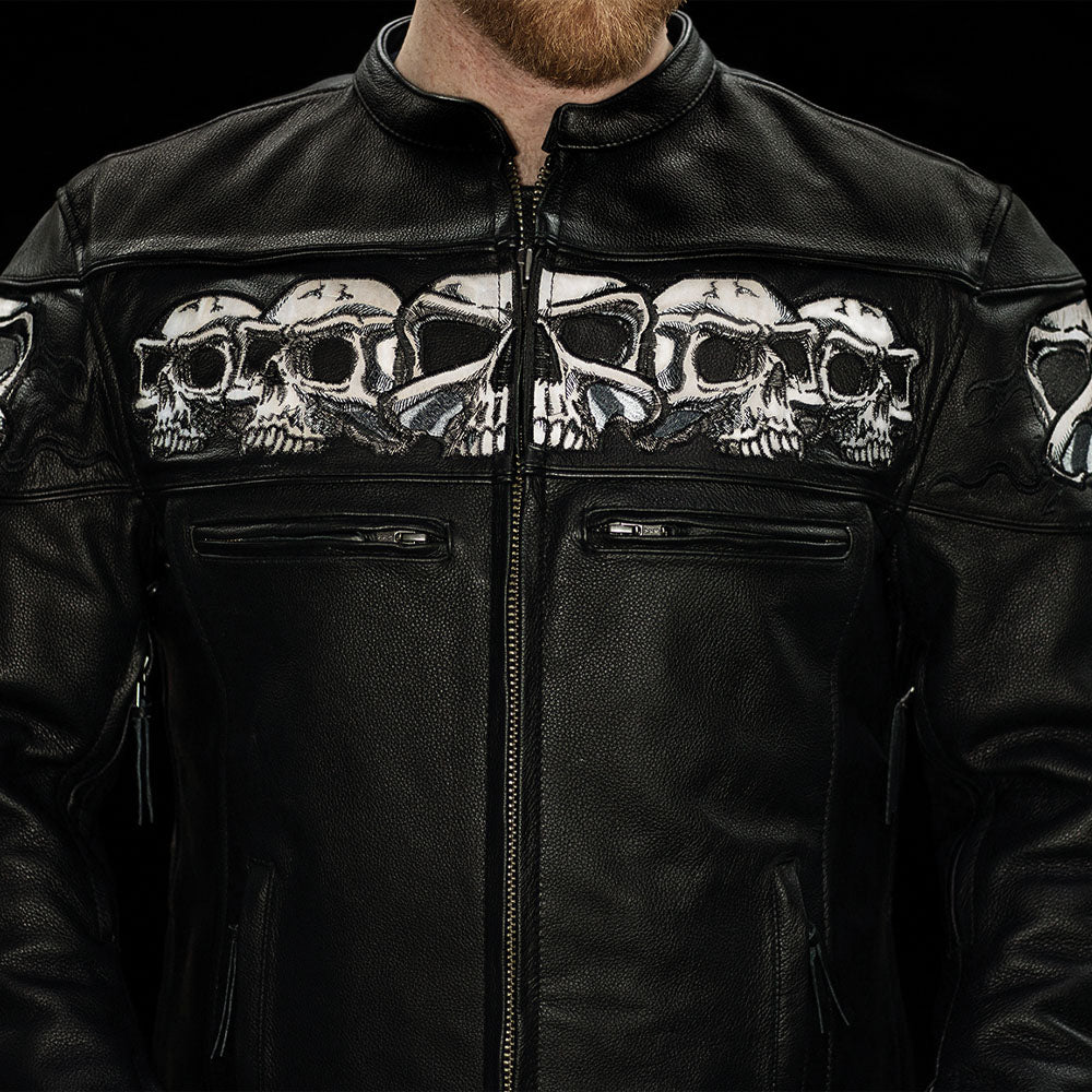 Savage Skulls Men's Motorcycle Leather Jacket Men's Leather Jacket First Manufacturing Company
