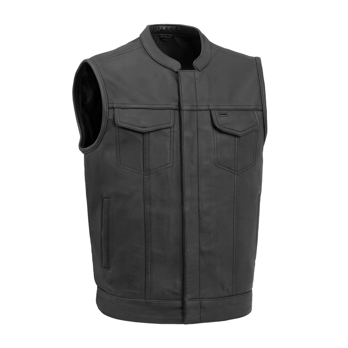 Sharp Shooter Men's Motorcycle Leather Vest Men's Leather Vest Vests Black S