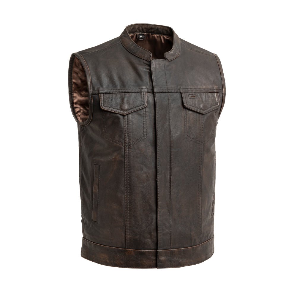 Sharp Shooter Men's Motorcycle Leather Vest Men's Leather Vest First Manufacturing Company Brown S