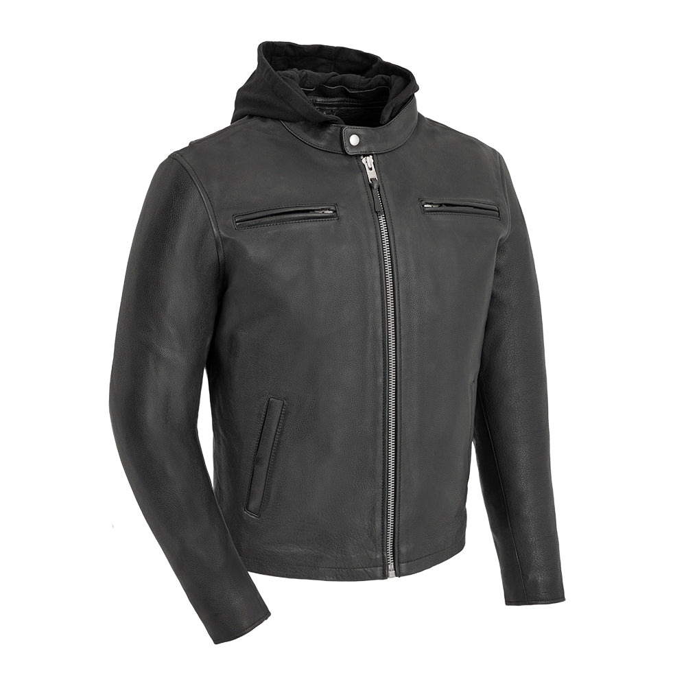Street Cruiser Men's Motorcycle Leather Jacket (Copy) Men's Leather Jacket First Manufacturing Company Black S