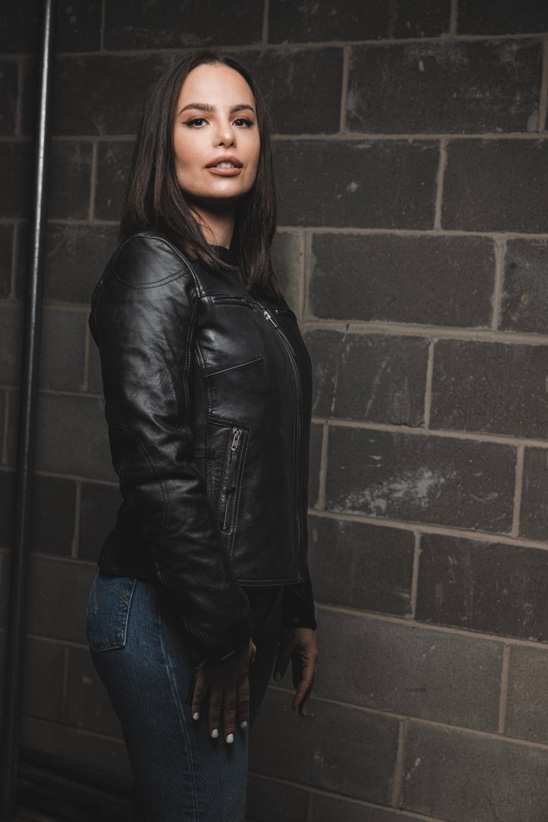 Supastar - Womens Motorcycle Leather Jacket Women's Leather Jacket First Manufacturing Company