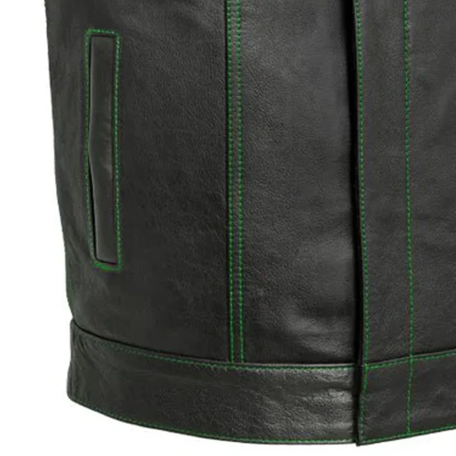 The Cut Men's Motorcycle Leather Vest, Multiple Color Options