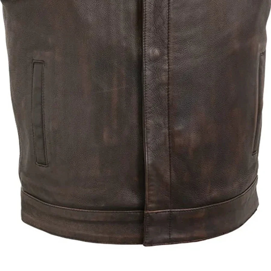 Top Rocker Men's Motorcycle Leather Vest Men's Leather Vest First Manufacturing Company
