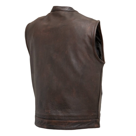 Top Rocker Men's Motorcycle Leather Vest Men's Leather Vest Vests