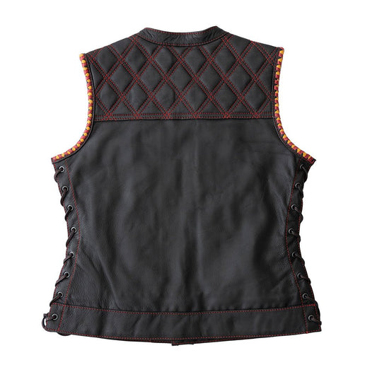 Torch Women's Motorcycle Leather Vest Factory Customs First Manufacturing Company