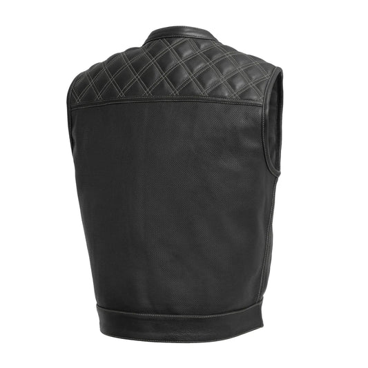 Upside Perforated Men's Club Style Leather Vest Men's Perforated Leather Vest Vests