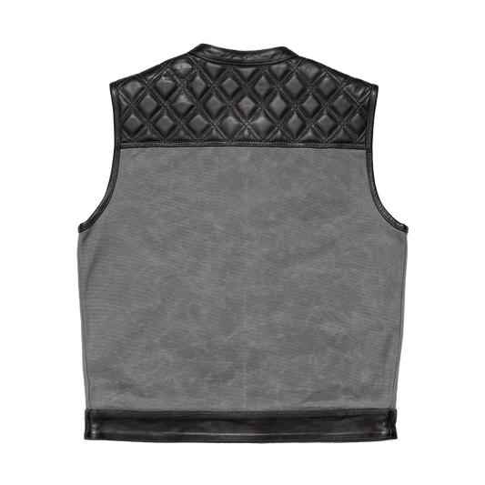 Waxed Hunt Club - Men's Motorcycle Vest (Limited Edition) Grey Factory Customs First Manufacturing Company