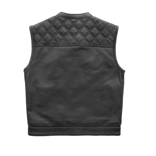 Whaler Black - Men's Club Style Leather Vest (Limited Edition) Factory Customs First Manufacturing Company
