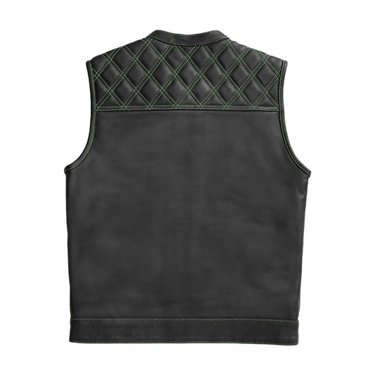 Whaler Green - Men's Club Style Leather Vest (Limited Edition) Factory Customs First Manufacturing Company