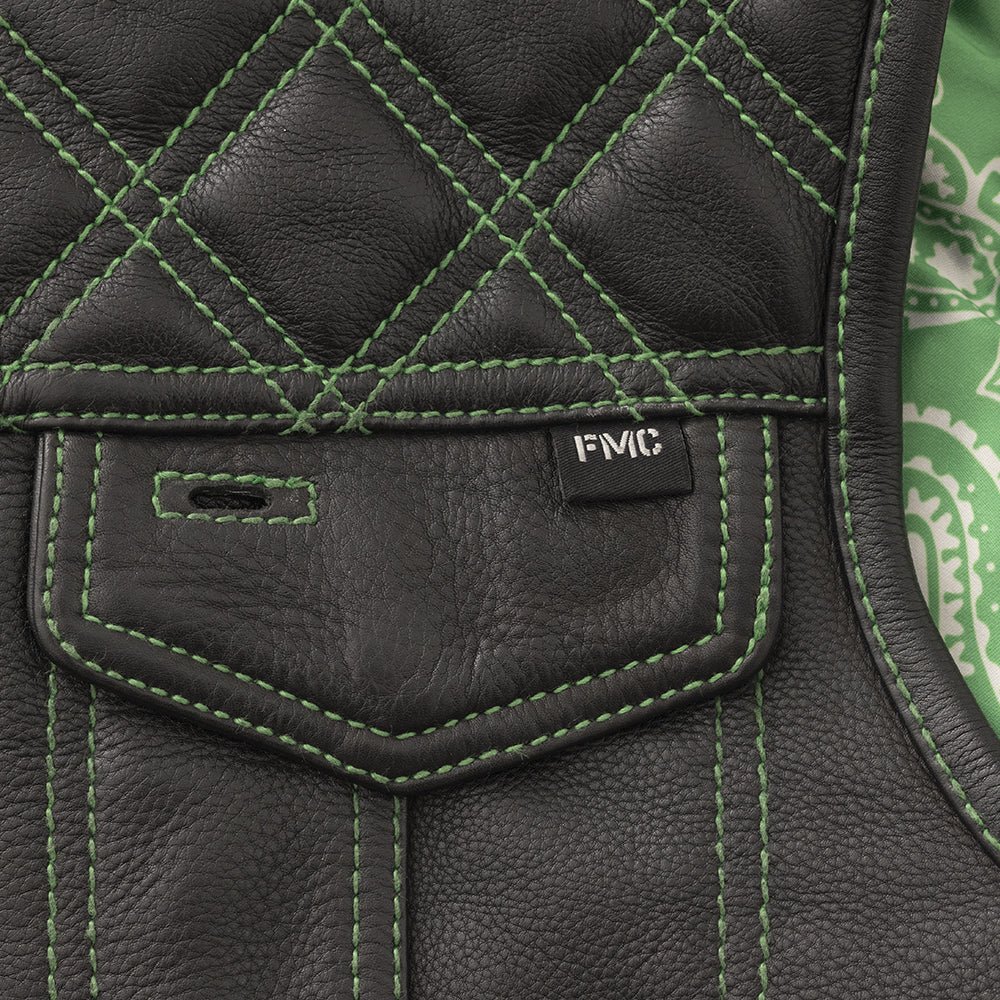 Whaler Green - Men's Club Style Leather Vest (Limited Edition) Factory Customs First Manufacturing Company