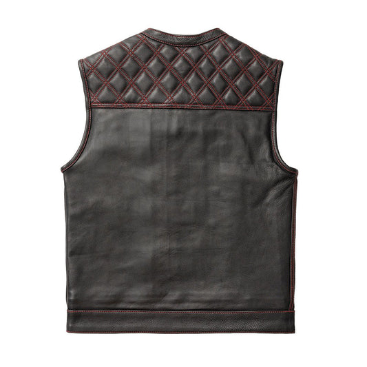 Whaler Red - Men's Club Style Leather Vest (Limited Edition) Factory Customs First Manufacturing Company
