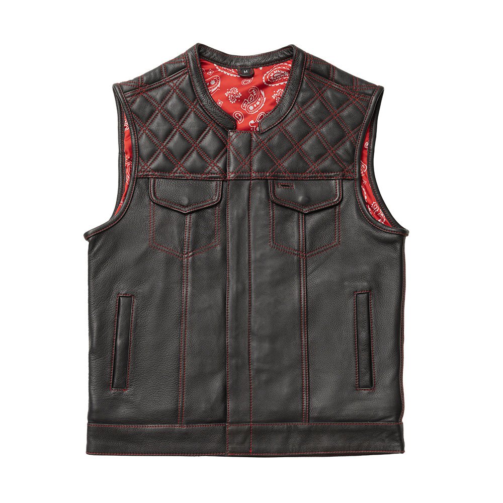 Whaler Red - Men's Club Style Leather Vest (Limited Edition) Factory Customs First Manufacturing Company S