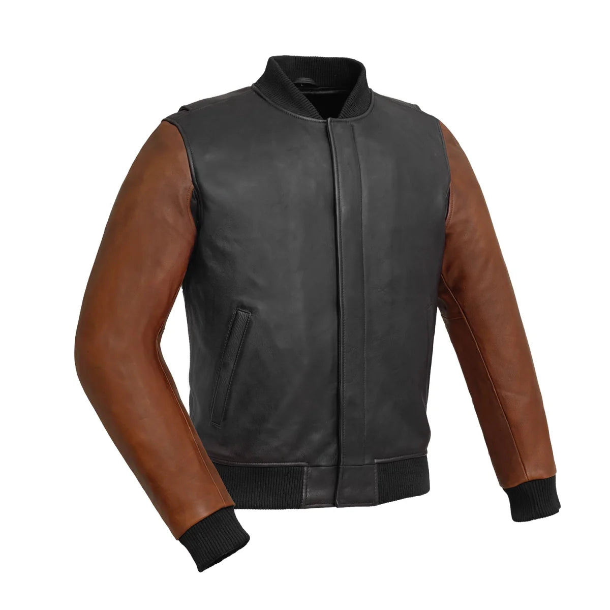 Willie Men's Motorcycle Leather Jacket Men's Leather Jacket First Manufacturing Company Black Cognac S