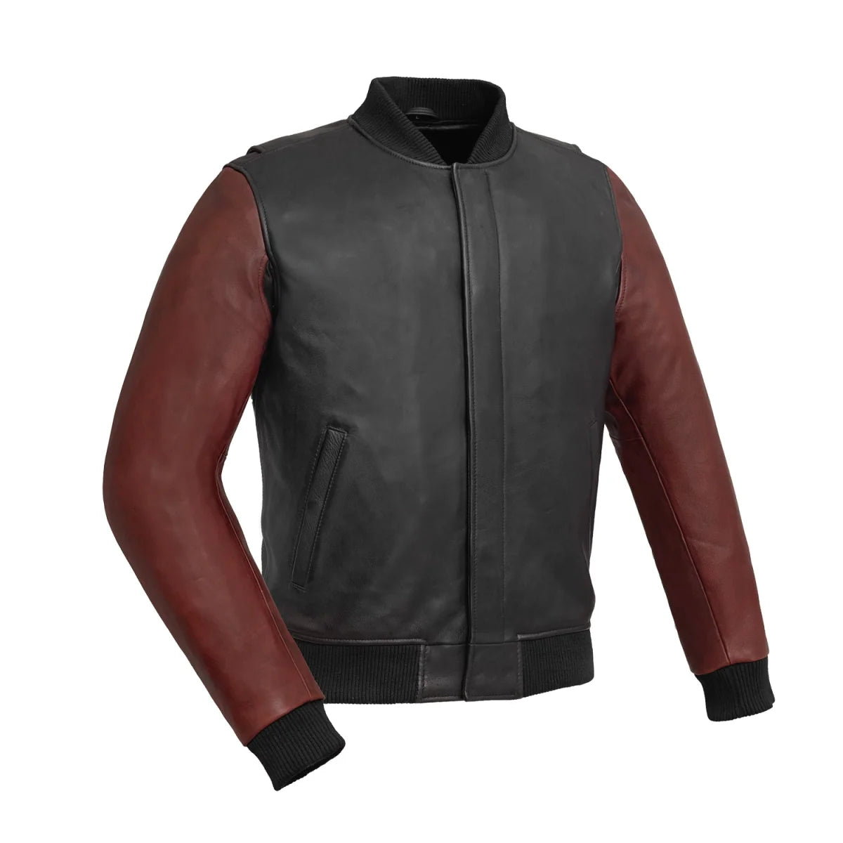 Willie Men's Motorcycle Leather Jacket Men's Leather Jacket First Manufacturing Company Black Oxblood S