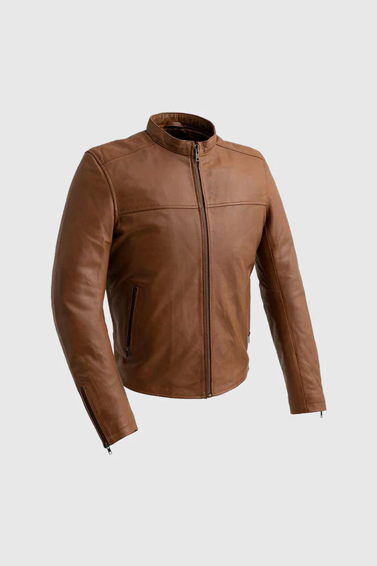 Grayson Leather Jacket Men's Leather Jacket FMCo Dark Cognac XS 