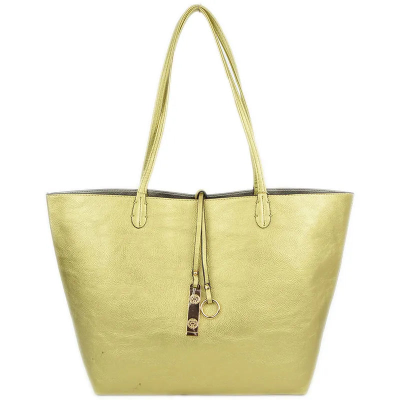 Faux Leather Reversible 2 Color Tote