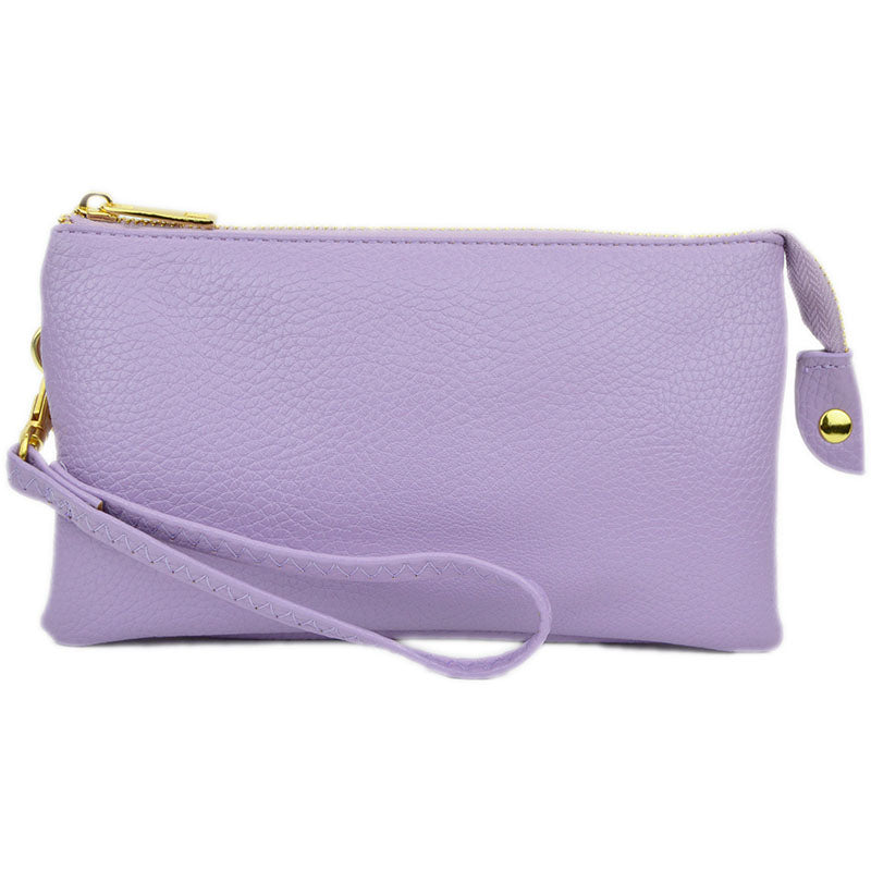Faux Leather Middle Clutch Plain