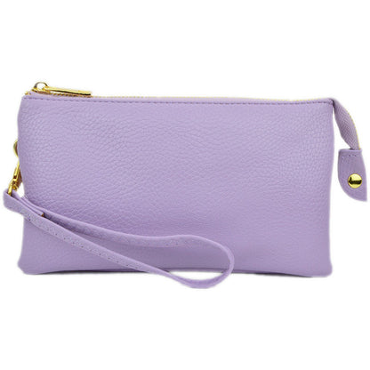 Faux Leather Middle Clutch Plain