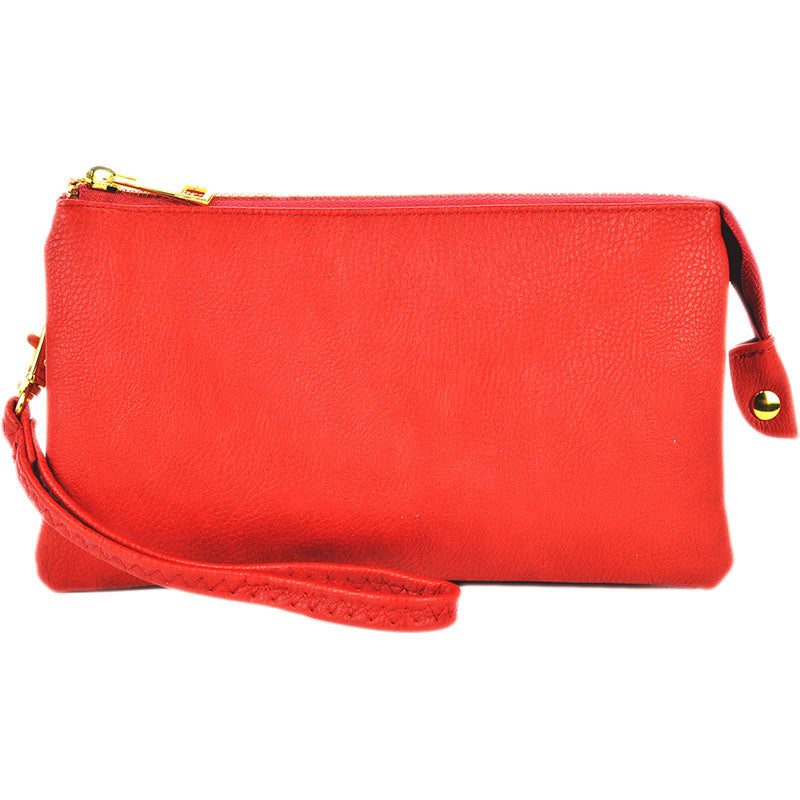 Faux Leather Middle Clutch Plain