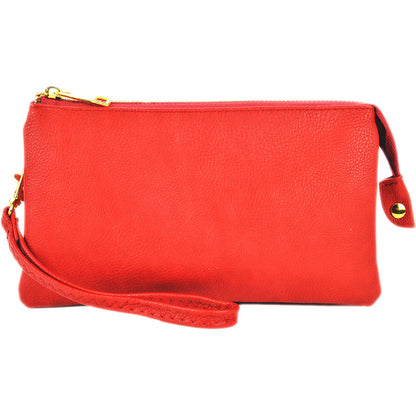 Faux Leather Middle Clutch Plain