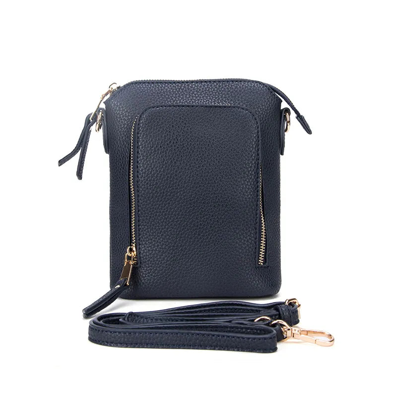 Faux Leather Zip Pocket Cell Phone Bag
