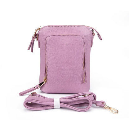 Faux Leather Zip Pocket Cell Phone Bag