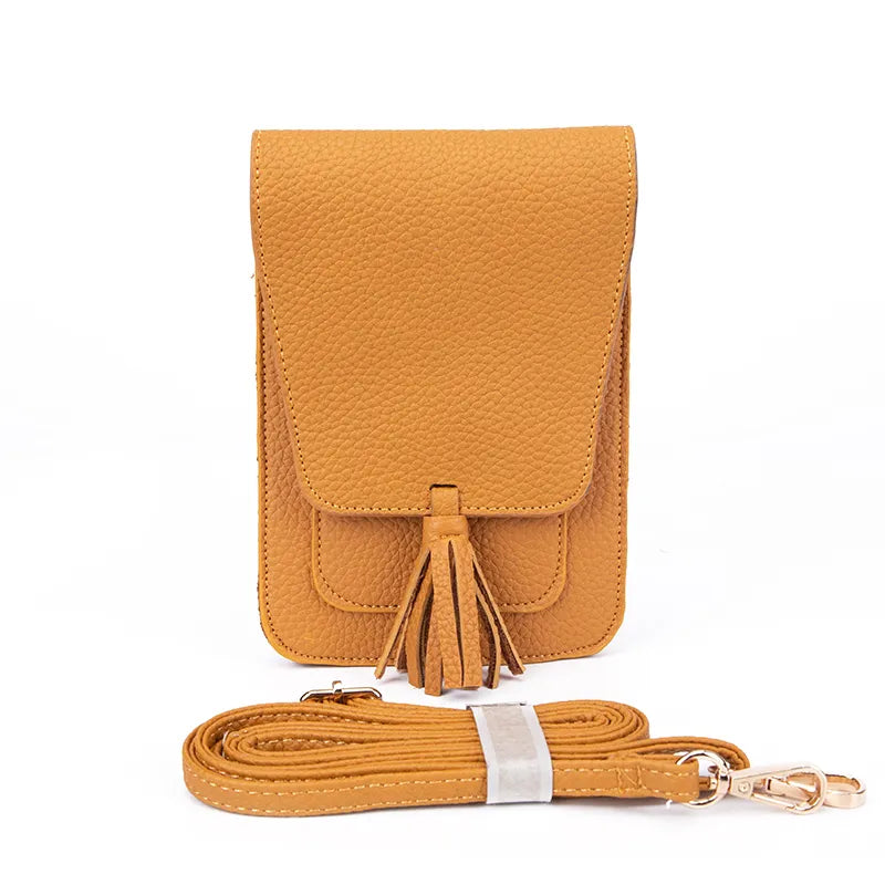 Faux Leather Crossbody Cell Phone Bag